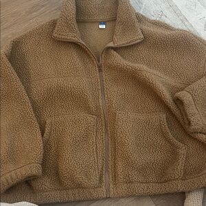 Old Navy Brown Sherpa Zip-Up Jacket